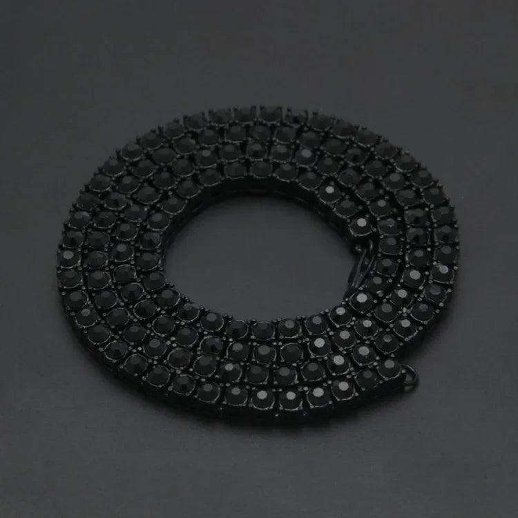 Collier chaîne en alliage incrusté de cristaux, style hip-hop punk, pour homme, taille : 30 pouces
