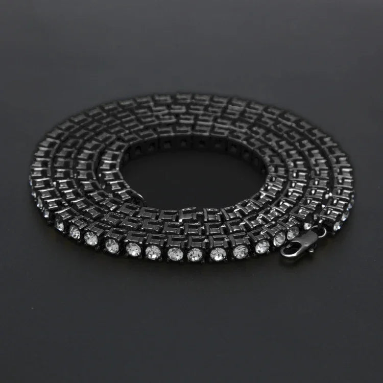 Collier chaîne en alliage incrusté de cristaux, style hip-hop punk, pour homme, taille : 30 pouces