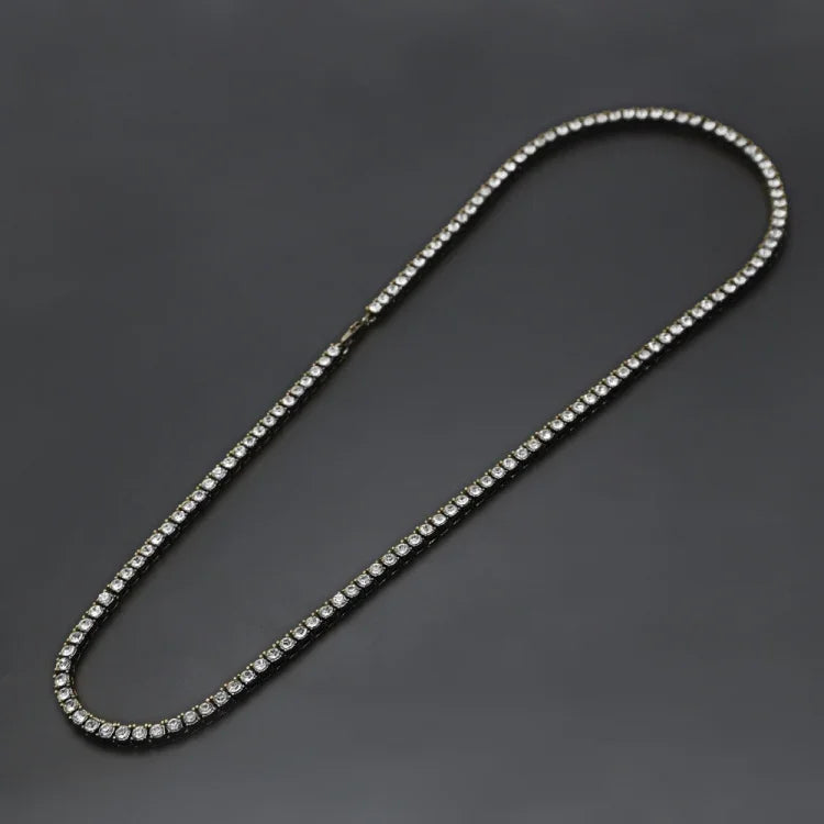 Collier chaîne en alliage incrusté de cristaux, style hip-hop punk, pour homme, taille : 30 pouces