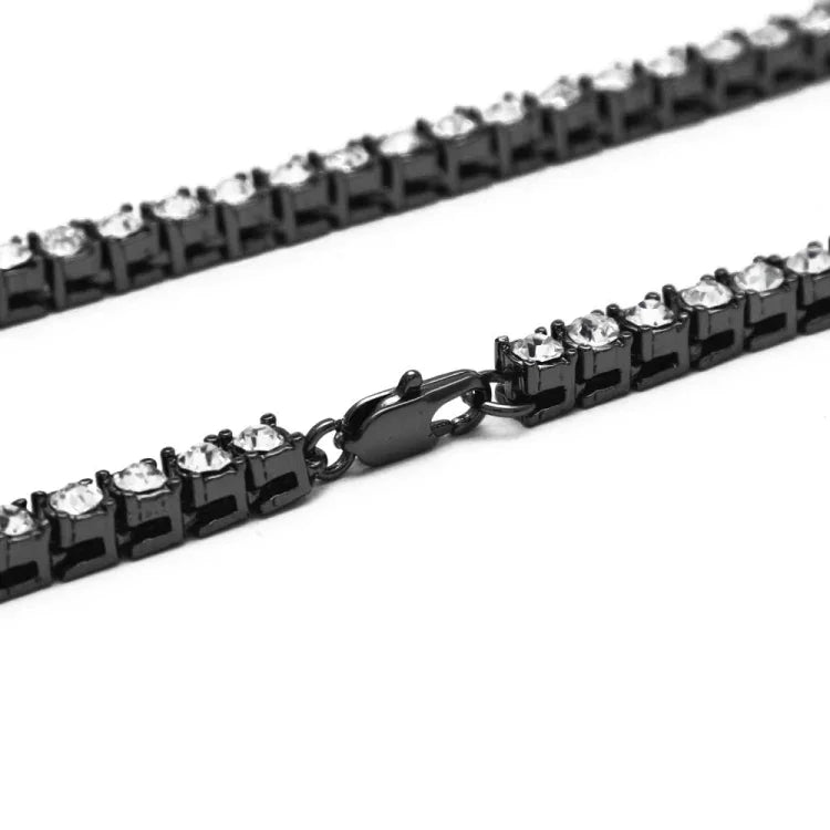 Collier chaîne en alliage incrusté de cristaux, style hip-hop punk, pour homme, taille : 30 pouces