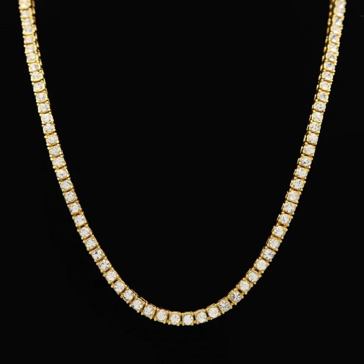 Collier chaîne en alliage incrusté de cristaux, style hip-hop punk, pour homme, taille : 30 pouces