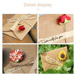 5 PCS Carte de vœux créative DIY en papier kraft rétro avec grandes fleurs séchées, carte d'anniversaire avec fleurs séchées