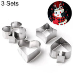 3 ensembles de moules à biscuits en acier inoxydable pour poker, cartes à jouer, moule à fondant pour gâteaux, emporte-pièces pique cœur, 3 ensembles