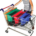 Lot de 4 sacs de courses portables non tissés pour chariot de supermarché, sacs de courses