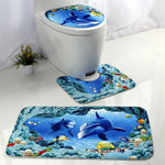 Ensemble de tapis de toilette trois pièces motif monde sous-marin style européen et américain