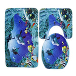 Ensemble de tapis de toilette trois pièces motif monde sous-marin style européen et américain