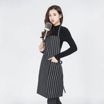 Tabliers unisexes rayés noir et blanc pour chef, serveur, barista, tablier de travail rayé noir et blanc