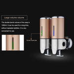 Distributeur manuel double pour hôtel, monté au mur, bouteille de liquide de lavage shampooing savon, capacité : 1000ml, 1000ml/argent, 1000ml/noir, 1000ml/or, 1000ml/transparent, 1000ml/blanc, 1000ml/rouge foncé
