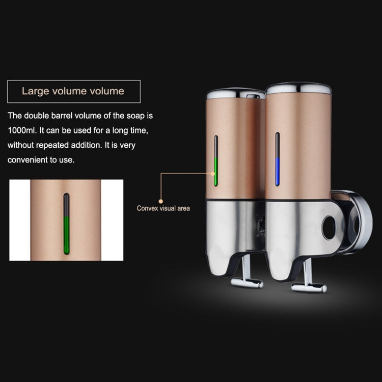 Distributeur manuel double pour hôtel, monté au mur, bouteille de liquide de lavage shampooing savon, capacité : 1000ml, 1000ml/argent, 1000ml/noir, 1000ml/or, 1000ml/transparent, 1000ml/blanc, 1000ml/rouge foncé