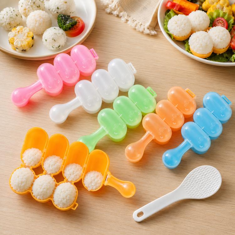 Cute Style Food-grade Sushi Rice Ball Shaker Mold with Spoon for Kids, Random Color Delivery, Spoon Shape