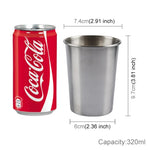 Tasse à vin simple paroi en acier inoxydable électropoli 320ml (Argent), 320ml