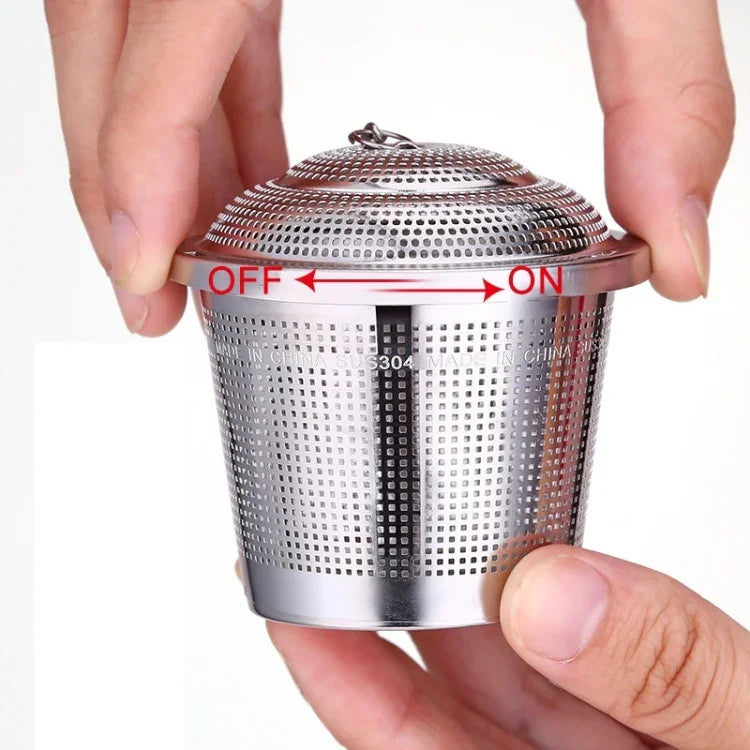 Filtre à thé en maille en acier inoxydable verrouillable pour épices, infuseur à boule de thé, grande taille : 8 x 8 cm, grande taille : 8 x 8 cm
