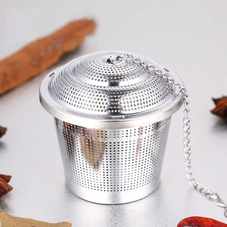 Filtre à thé en maille en acier inoxydable verrouillable pour épices, infuseur à boule de thé, grande taille : 8 x 8 cm, grande taille : 8 x 8 cm