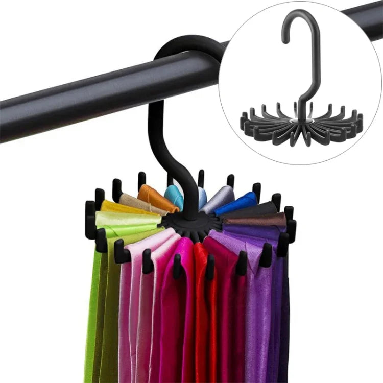 Porte-cravates rotatif à 360 degrés avec 20 griffes, porte-ceintures et écharpes, Taille : S, 20 griffes noir