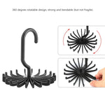 Porte-cravates rotatif à 360 degrés avec 20 griffes, porte-ceintures et écharpes, Taille : S, 20 griffes noir