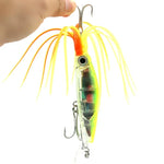 HENGJIA Leurre de pêche artificiel en forme de pieuvre, appât de pêche bionique avec hameçons, longueur : 14 cm, couleur aléatoire