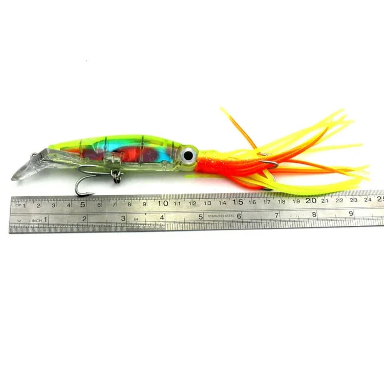 HENGJIA Leurre de pêche artificiel en forme de pieuvre, appât de pêche bionique avec hameçons, longueur : 14 cm, couleur aléatoire
