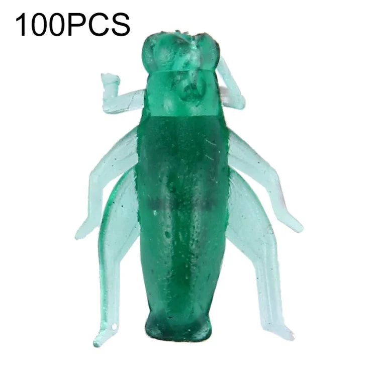 100 leurres de pêche en forme de grillon, appâts de pêche artificiels, longueur : 2 cm, forme de grillon