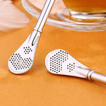 Paille filtrante en acier inoxydable pour feuilles de thé, infuseur à herbes, passoire à thé, cuillère à mélanger pour jus, café