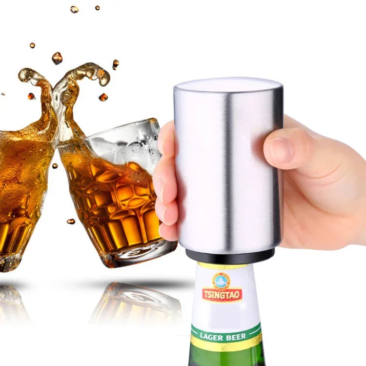 Ouvre-bouteille de bière magnétique automatique en acier inoxydable, ouvre-bouteille à pression pour cuisine, Taille : 8,5 x 5,2cm, Ouvre-bouteille magnétique
