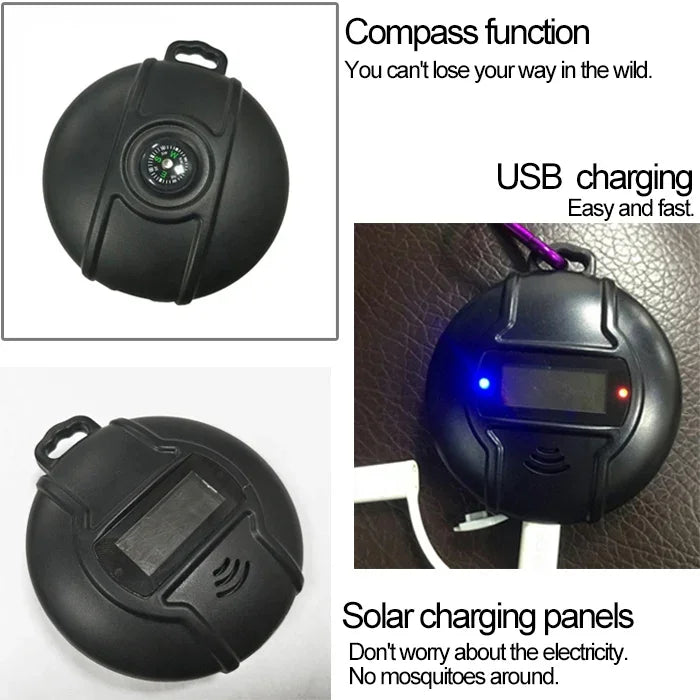 Répulseur portable solaire extérieur Q3 pour insectes nuisibles, moustiques ultrasoniques avec fonction boussole, répulsif moustiques