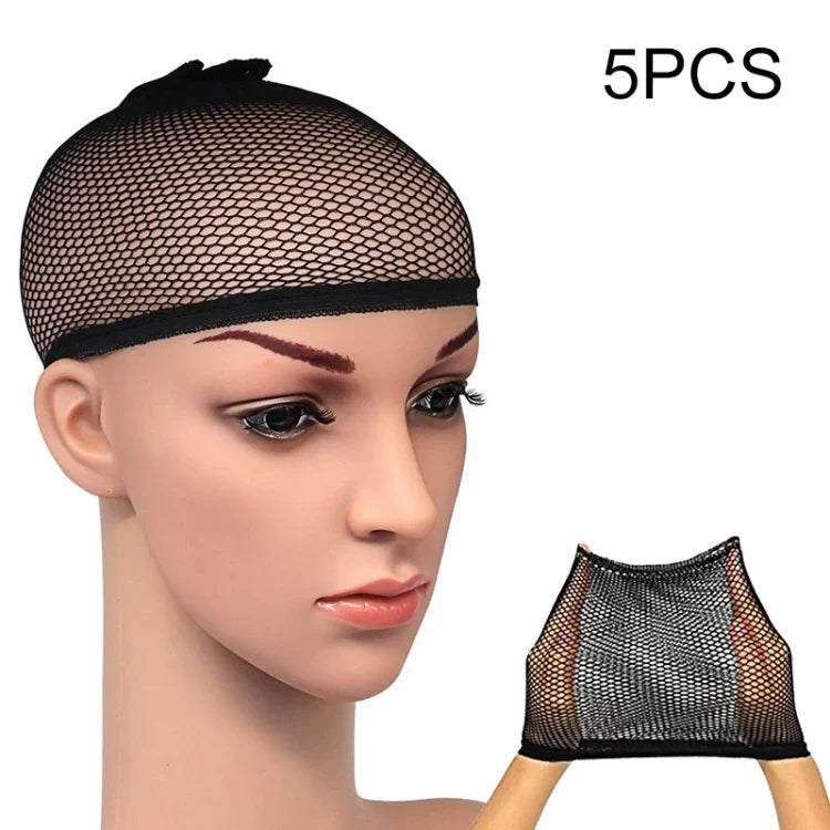 5 Pcs Chaussettes en Soie Élastique Filet à Cheveux Filet de Perruque Filet à Mailles, A, Couleur:Noir, A