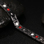 Bracelet magnétique de santé pour hommes, style européen et américain, en acier inoxydable et placage or, Taille : 12mm*22cm (Noir+Or)