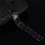 Bracelet magnétique de santé pour hommes, style européen et américain, en acier inoxydable et plaqué noir, taille : 12mm*22cm (noir)