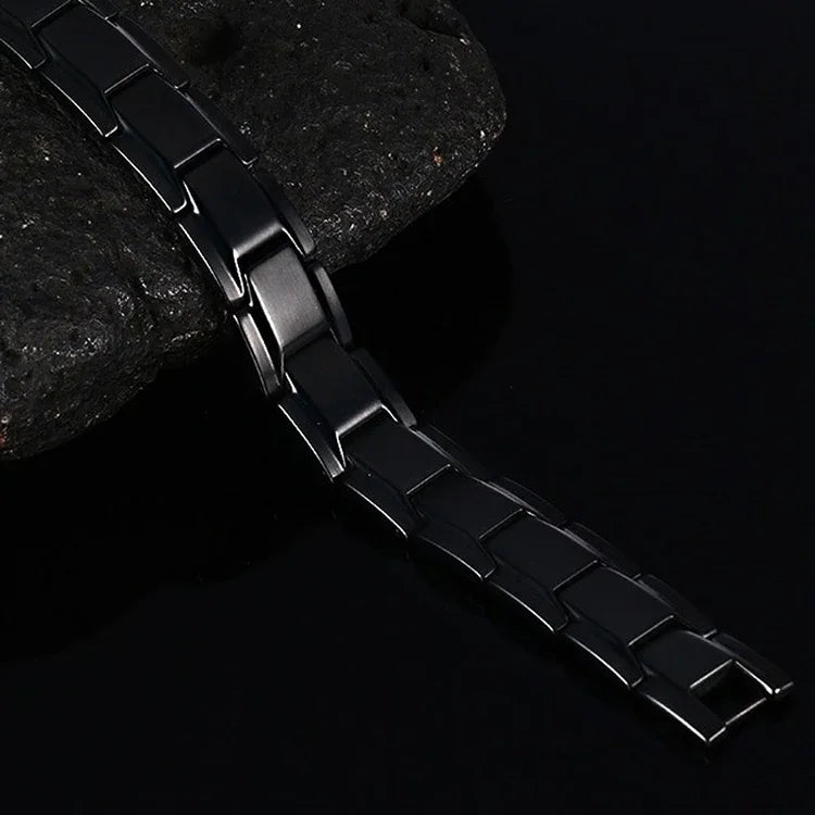 Bracelet magnétique de santé pour hommes, style européen et américain, en acier inoxydable et plaqué noir, taille : 12mm*22cm (noir)