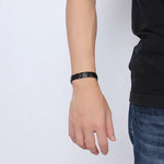 Bracelet magnétique de santé pour hommes, style européen et américain, en acier inoxydable et plaqué noir, taille : 12mm*22cm (noir)