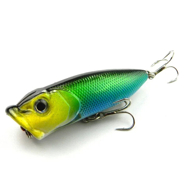 HENGJIA Leurre de pêche artificiel en plastique Popper Bionic avec hameçons, longueur : 6,5 cm, livraison couleur aléatoire, longueur : 6,5 cm