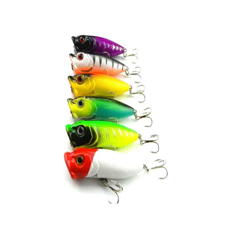 HENGJIA Leurre de pêche artificiel en plastique Popper Bionic avec hameçons, longueur : 6,5 cm, livraison couleur aléatoire, longueur : 6,5 cm