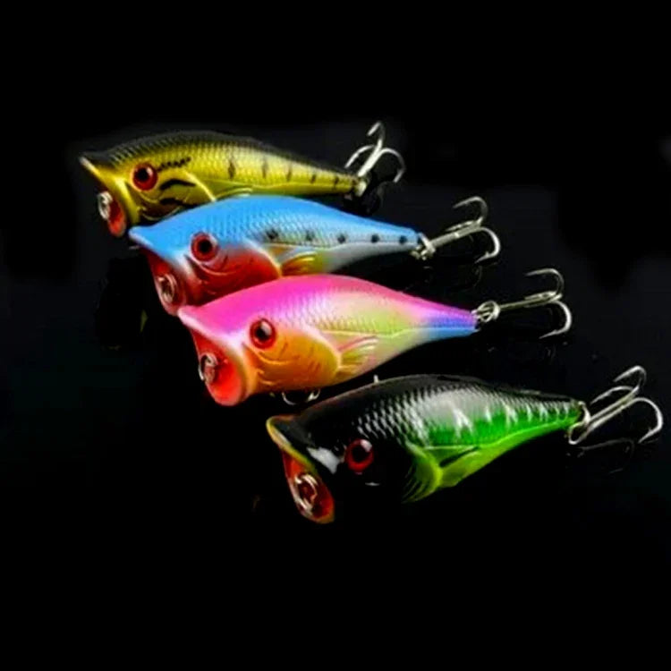 Leurre de pêche artificiel en plastique HENGJIA, leurre bionique Popper avec hameçons, longueur : 6,5 cm, livraison couleur aléatoire, longueur : 6,5 cm