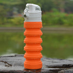 Bouteille de Sport Pliable en Silicone de Voyage 500 ml avec Bouilloire et Tasse Télescopique