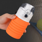 Bouteille de Sport Pliable en Silicone de Voyage 500 ml avec Bouilloire et Tasse Télescopique