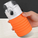 Bouteille de Sport Pliable en Silicone de Voyage 500 ml avec Bouilloire et Tasse Télescopique