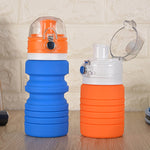 Bouteille de Sport Pliable en Silicone de Voyage 500 ml avec Bouilloire et Tasse Télescopique