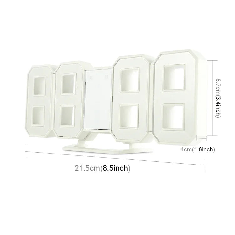 Grande horloge murale numérique LED 3D multifonction avec fonction snooze, affichage 12/24 heures pour maison, cuisine, bureau, DC 5V, certifiée CE, corps blanc caractères verts, corps blanc caractères bleus, corps blanc caractères rouges