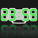 Grande horloge murale numérique LED 3D multifonction avec fonction snooze, affichage 12/24 heures pour maison, cuisine, bureau, DC 5V, certifiée CE, corps blanc caractères verts, corps blanc caractères bleus, corps blanc caractères rouges