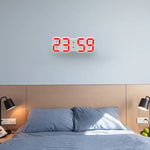 Grande horloge murale numérique LED 3D multifonction avec fonction snooze, affichage 12/24 heures pour maison, cuisine, bureau, DC 5V, certifiée CE, corps blanc caractères verts, corps blanc caractères bleus, corps blanc caractères rouges
