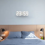 Grande horloge murale numérique LED 3D multifonction avec fonction snooze, affichage 12/24 heures pour maison, cuisine, bureau, DC 5V, certifiée CE, corps blanc caractères verts, corps blanc caractères bleus, corps blanc caractères rouges