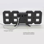 Grande horloge murale numérique multifonction 3D LED avec fonction snooze, affichage 12/24 heures pour maison, cuisine, bureau, DC 5V, certifiée CE, corps noir caractères verts, corps noir caractères bleus, corps noir caractères blancs