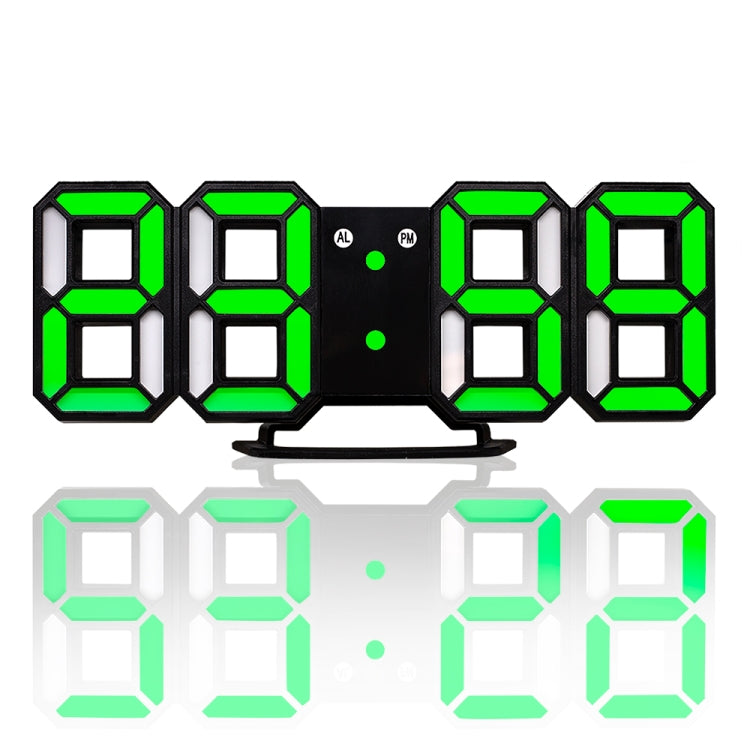 Grande horloge murale numérique multifonction 3D LED avec fonction snooze, affichage 12/24 heures pour maison, cuisine, bureau, DC 5V, certifiée CE, corps noir caractères verts, corps noir caractères bleus, corps noir caractères blancs