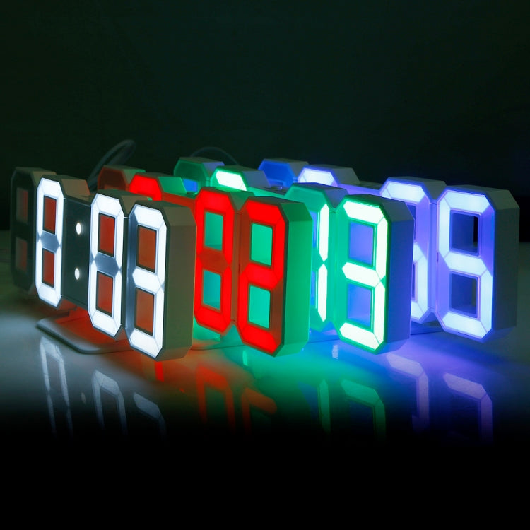 Grande horloge murale numérique multifonction 3D LED avec fonction snooze, affichage 12/24 heures pour maison, cuisine, bureau, DC 5V, certifiée CE, corps noir caractères verts, corps noir caractères bleus, corps noir caractères blancs