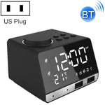 Horloge réveil enceinte Bluetooth K11, horloge musicale numérique créative avec affichage radio, double interface USB, support disque U / carte TF / FM / AUX, prise US, prise US(Noir), prise US(Blanc)