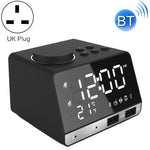 Horloge réveil enceinte Bluetooth K11, horloge musicale numérique créative avec affichage radio, double interface USB, support disque U / carte TF / FM / AUX, prise UK, prise UK(Noir), prise UK(Blanc)
