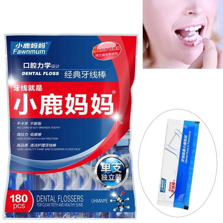 Fawnmum Fil Dentaire de Sécurité Ultra-fin Super Tendu, 2 Paquets / (180 Pièces)