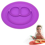 Set de table rond en silicone avec ventouse, assiette et bol intégrés Smile Style pour enfants