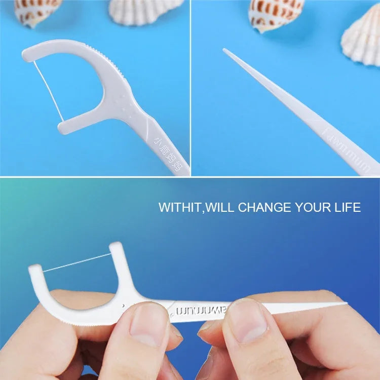 Fawnmum fil dentaire plat ultra-fin de sécurité cure-dents à fil, 50pcs/boîte, 2 boîtes / (50pcs)