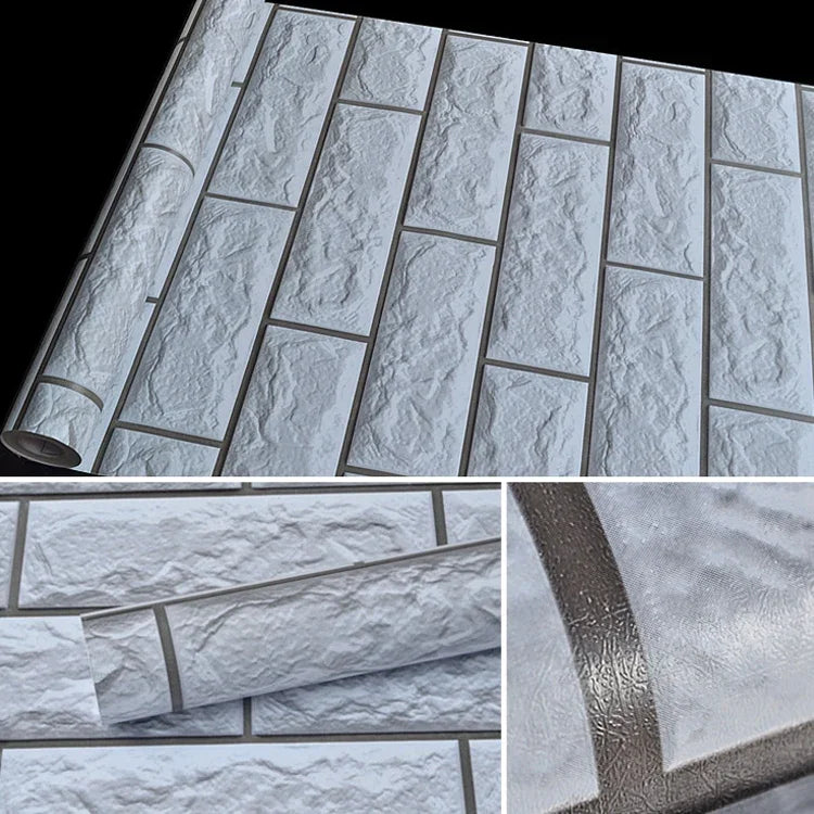 Papier peint décoratif créatif en briques gris argenté 3D, rouleau de papier peint étanche pour chambre et salon, taille : 45 x 1000 cm, brique gris argenté 3D